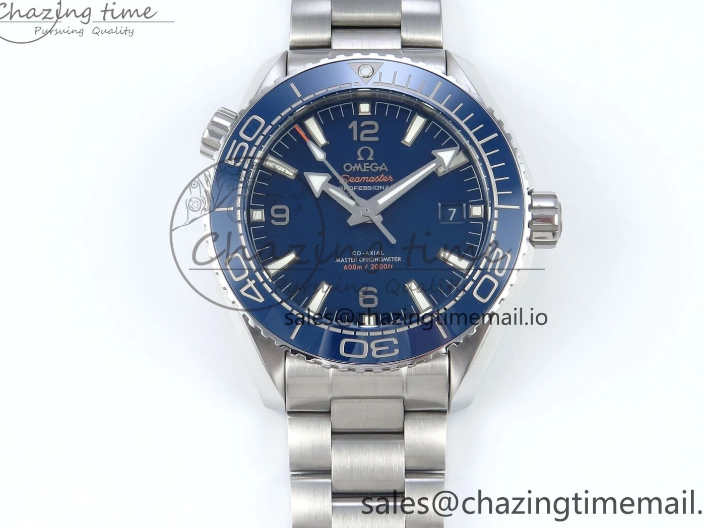 0224 Neat Seamaster Planet Ocean 600M 43.5mm SS SCF 1:1 Best Edition Blue Dial on SS Bracelet A8900 Super Clone 7684